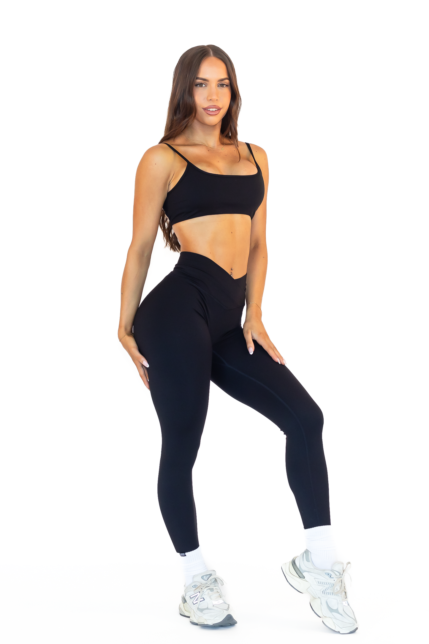 Crossover Scrunch Leggings - Black