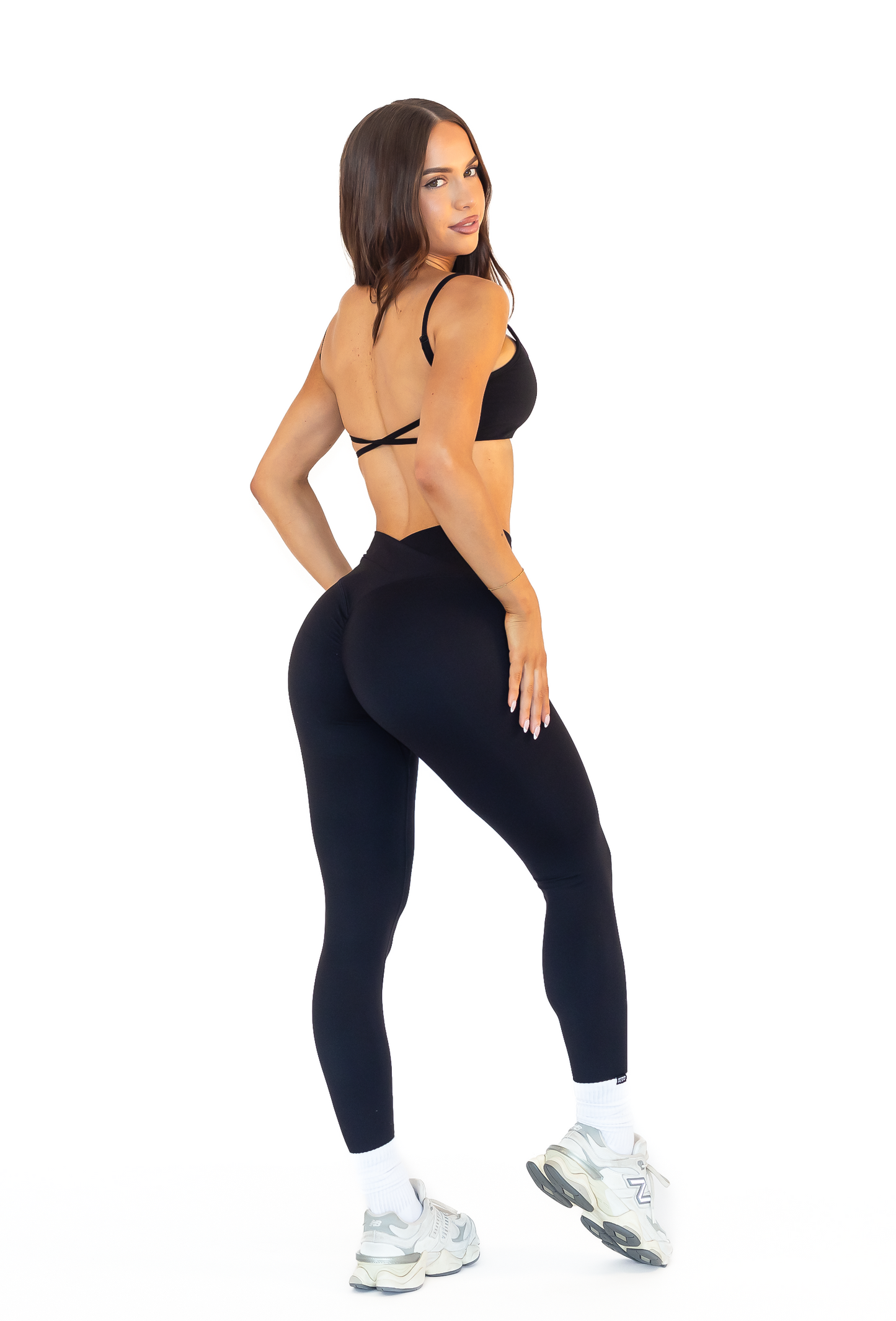Crossover Scrunch Leggings - Black